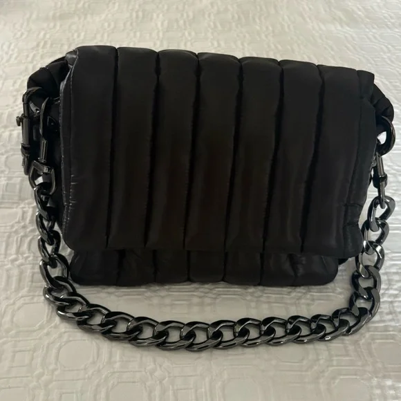 THINK ROYLN Shiny Black Quilted Crossbody Bag - Picture 5 of 7
